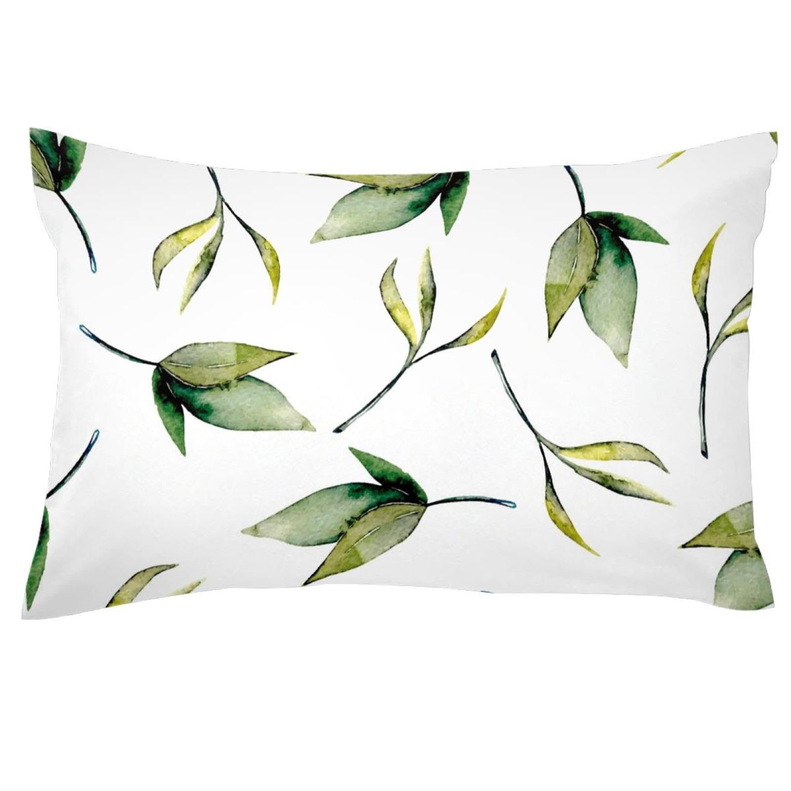 Vapokf Multi Green Leave Pillow Covers King 20X36 Inch, Farmhouse Throw Pillow Covers Cushion Case For Spring Home Sofa Couch Decoration