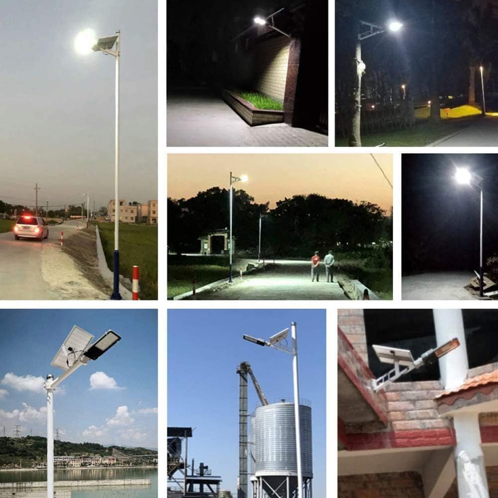 TANIASHOP Lampione Solare 1000W Lampione Stradale Faro Led con Pannello Fotovoltaico con Sensore Crepuscolare Impermeabile IP67 Luce Bianco Freddo 6500K Led Esterno con Telecomando Timer