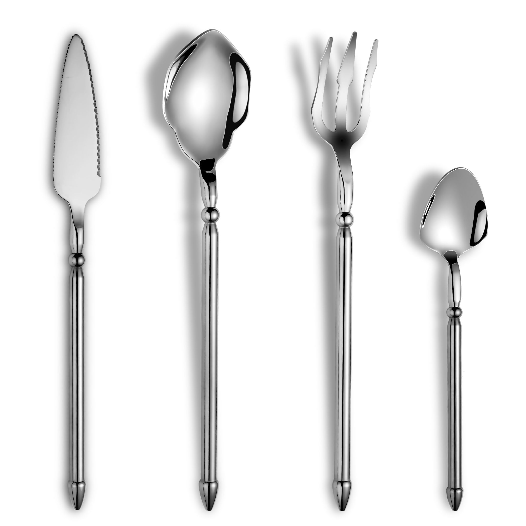 Joincook Unique Silverware Set,16-Piece Stainless Steel Cutlery Set for 4,Craft Flatware Set with Double-edged Knife,Mirror Polished,Dishwasher Safe