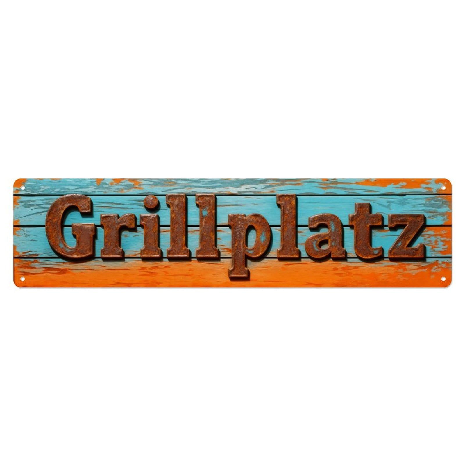 Grillplatz Wood Texture Rustic Sign Metal Tin Sign Plaque