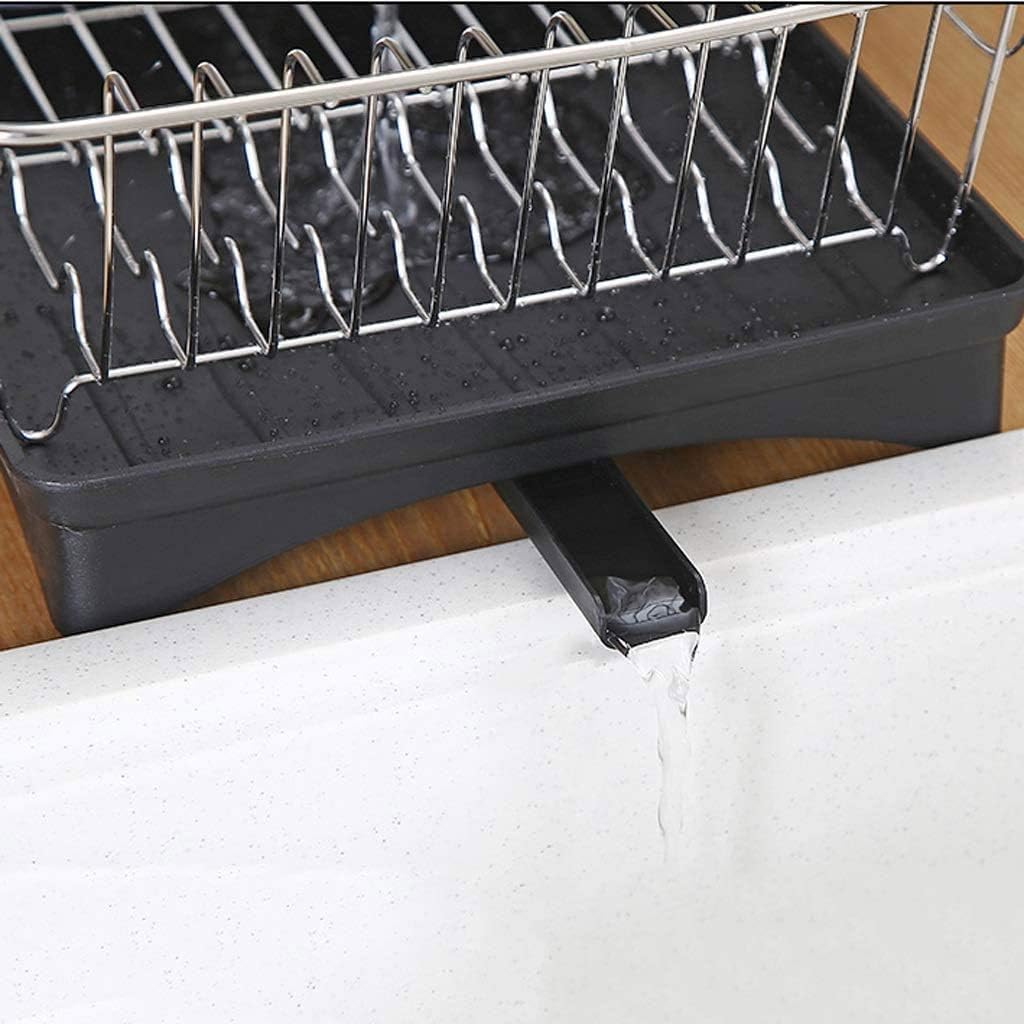 Escurreplatos Estante para Platos De Acero Inoxidable, para Cubiertos Metal para Cocina, para, Almacenamiento con Bandeja Goteo Y Cesta para Organización Cocina