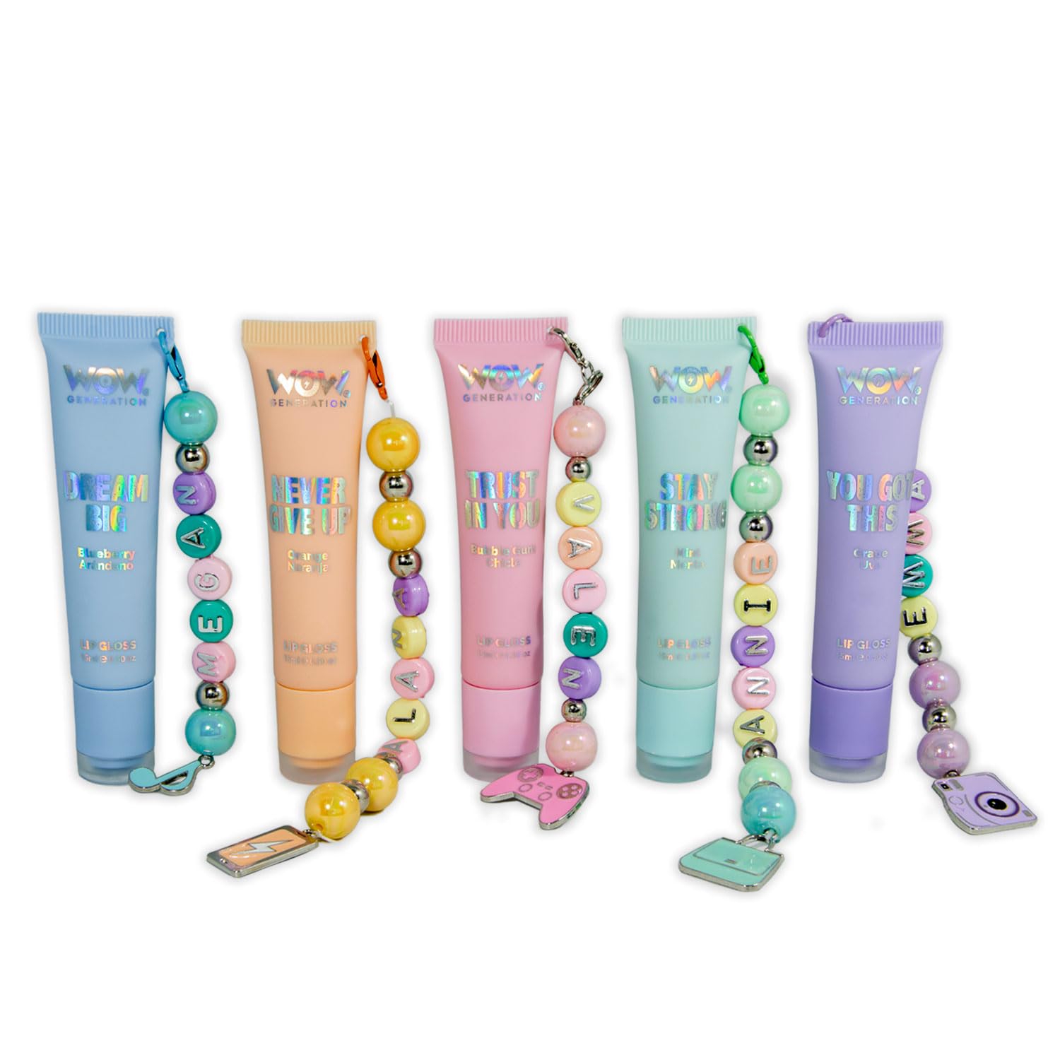 WOW GENERATION - Astuccio per trucco da bambina con 5 lucidalabbra e accessori personalizzabili, set di bellezza per bambini