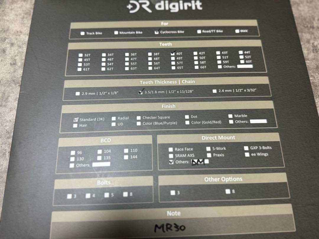 Digirit チェーンリング 40T ナローワイド ロード フロントシングル