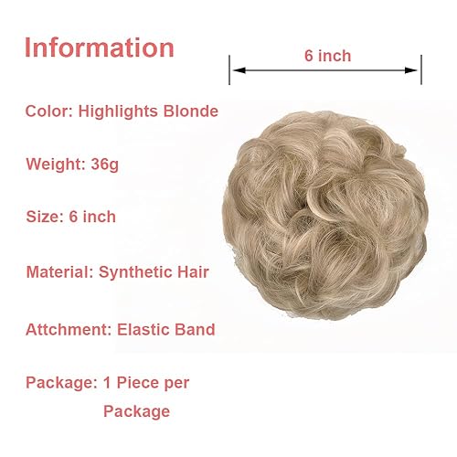 Miniatura 5 de KETHBE Moño desordenado, extensión de moño despeinado, extensión de moños, banda elástica para el cabello, moño rizado para mujeres (JX y