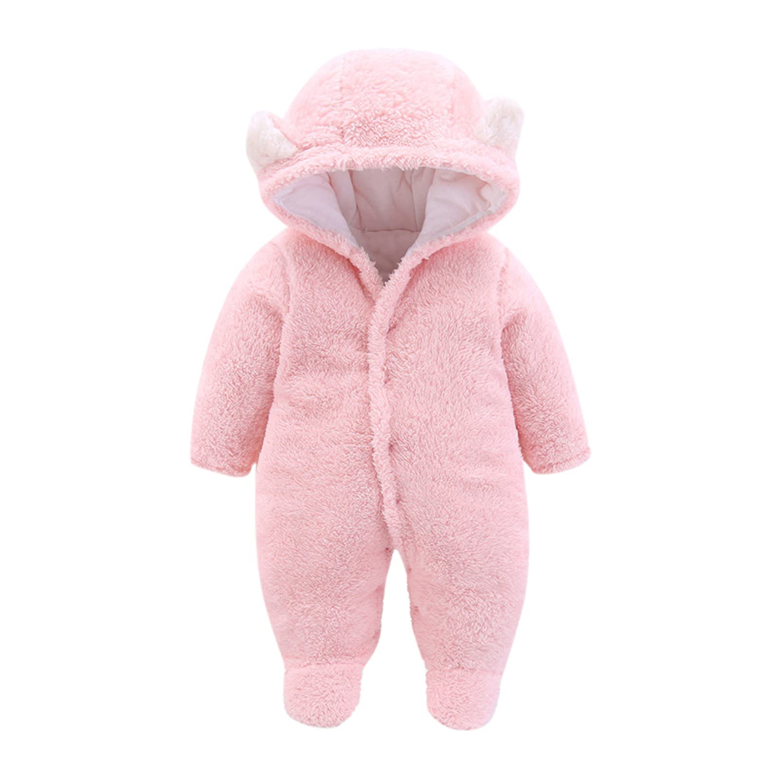 Mousmile Infant Baby Boys Girls Fleece Snowsuit Winter Bear Hooded Cotton Jumpsuit Romper Pajamas Bunting Snow Outwear