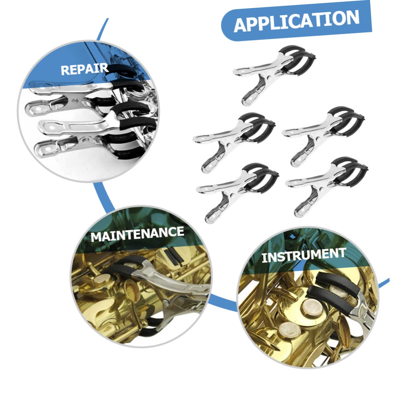 BESTonZON 15piezas Clips De Indentación Para Saxofón y Clarinete Herramientas De Reparación De Instrumentos De Acero Inoxidable Accesorios Duraderos Para Mantenimiento Musical