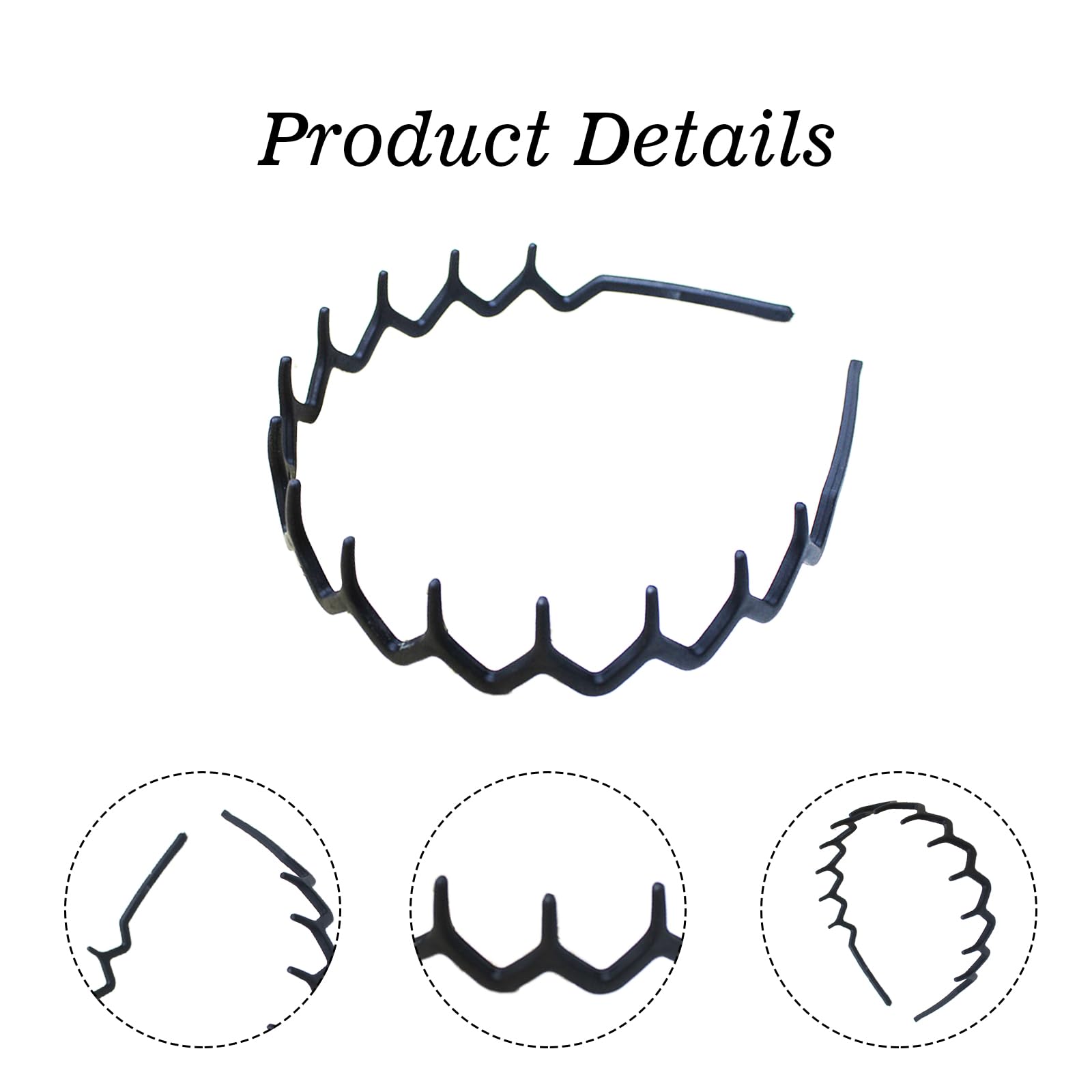 2 Pcs 90s Zig Zag Headband, Plastic Hairbands with Sharks Comb - Image 3