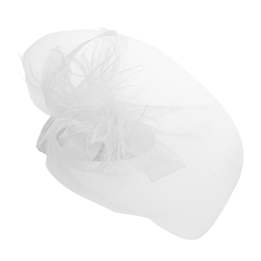 ELBMEELBME Hot Women Mini Top Hat Feather Fancy Dress Burlesque Halloween Costume White