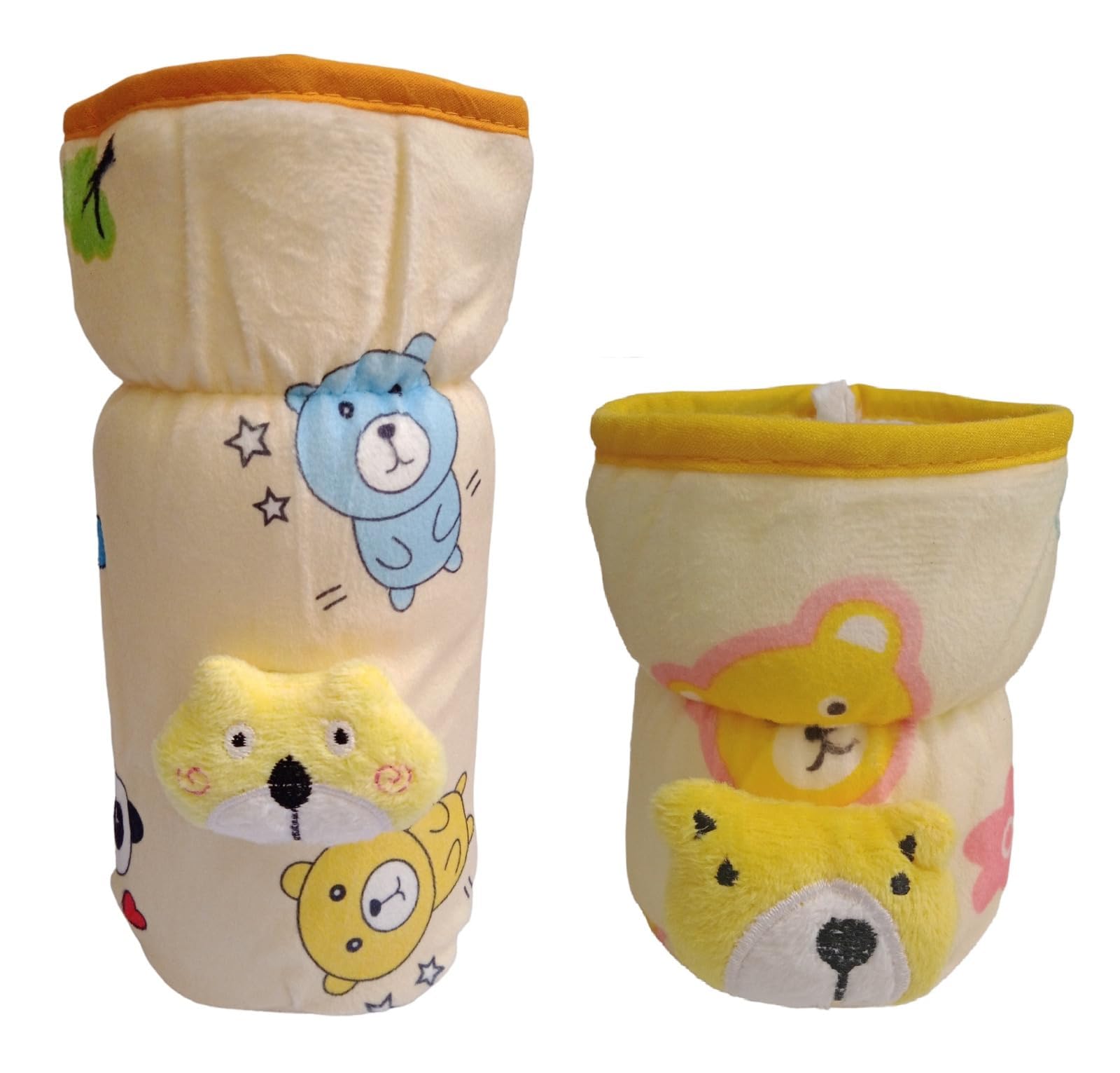 Manan Shopee Bottle Covers for Philips Avent/Broad Neck Soft Plush Stretchable Baby Feeding Bottle Tote Bag Cover with Strap (125ml, 120 ml and 140ml & 250, 260, 330 ml Feeders Yellow)-image-48