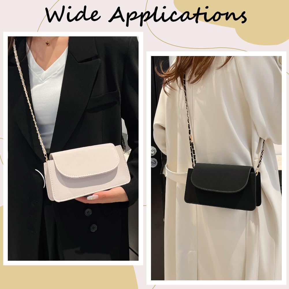 48.4 Inch PU Leather Purse Chain Strap Microfiber Leather Crossbody Bag Chain Replacement Slim Handbag Handle with Alloy Lobster Clasps for Women Shoulder Clutch DIY Crafts(White Gold) image 5