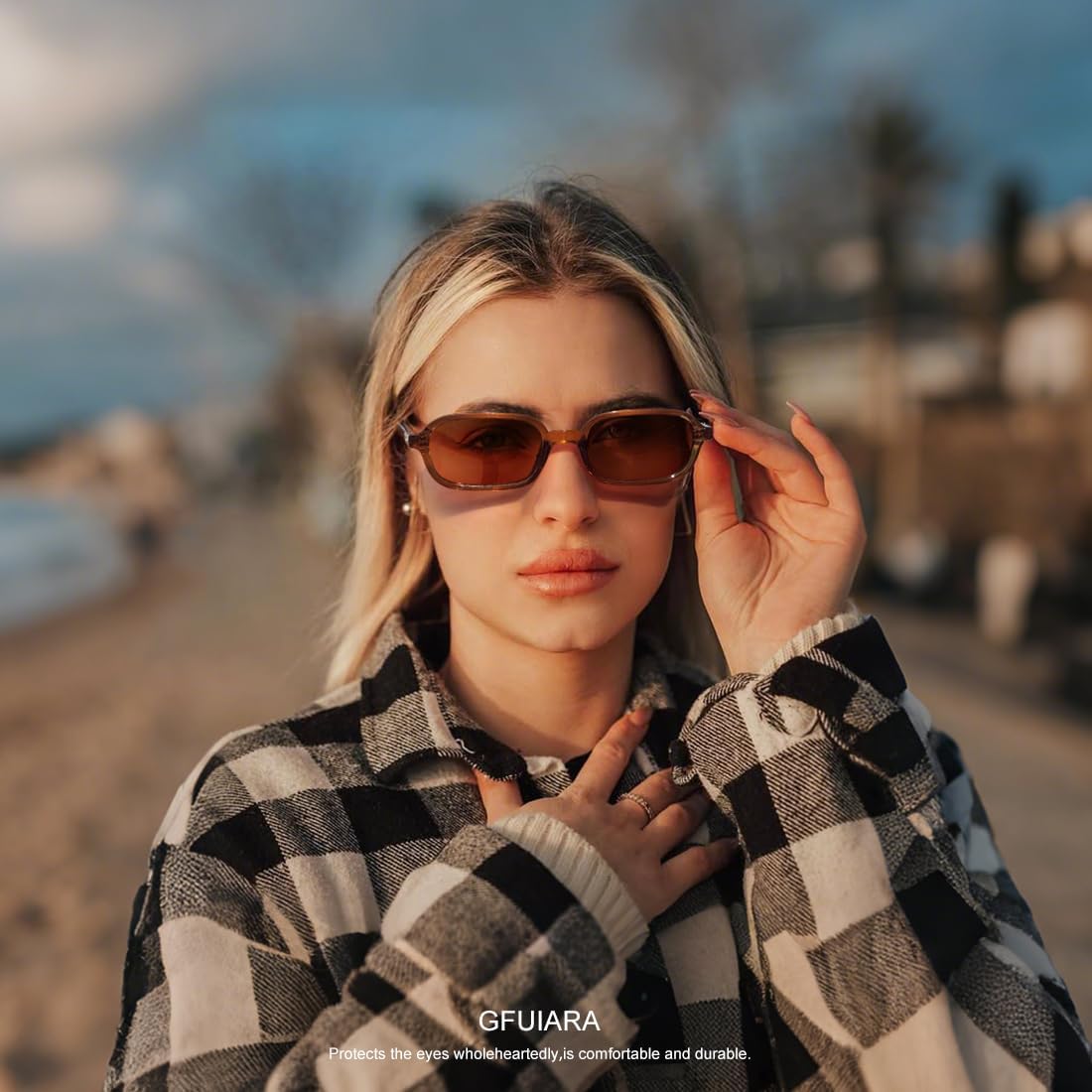 Rectangle Retro Sunglasses for Women Men Trendy Small Square Frame 90s Style Sunnies - Image 4