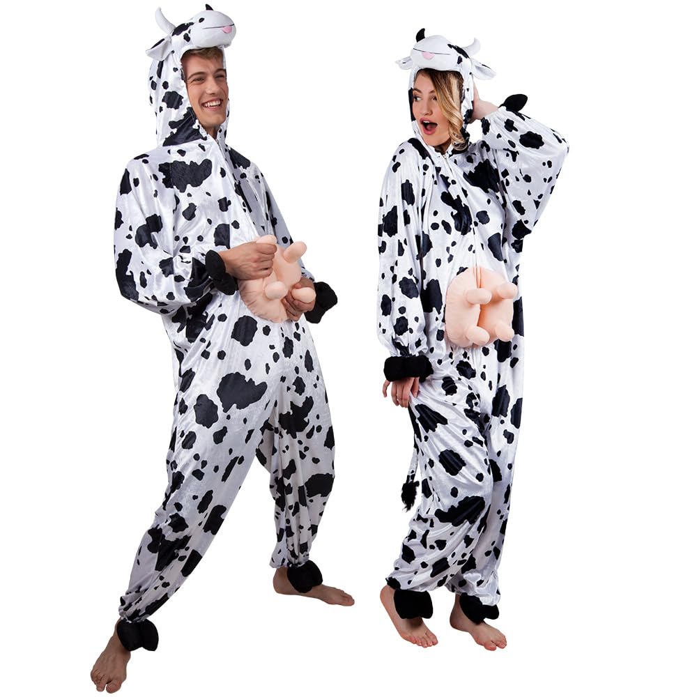 Boland - Costume de vache pour femme ou homme | Costume d'animal en peluche avec capuche, carnaval, soirée à thème et enterrement de vie de jeune fille