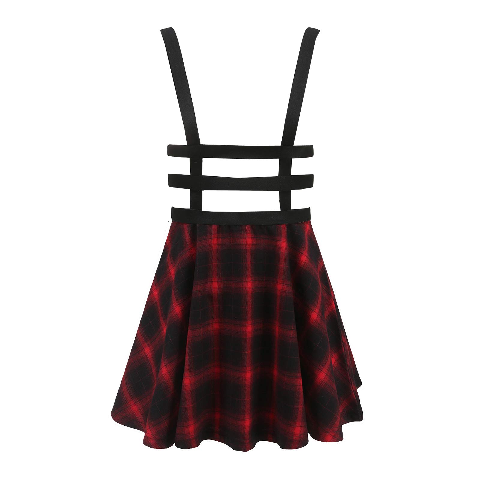 Women's Elastic Waist Pleated Short Braces Skirt Mini Suspender Skirt