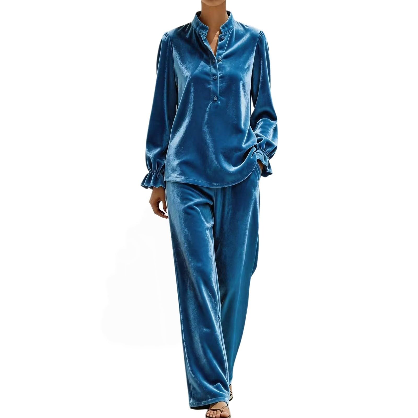 Completo Palestra Donna 2 Pezzi Completi Sportiva Manica Lunga Scollo a V Completo Da Ginnastica Tuta Palestra Elegante Set Top E Pantaloni a Gamba Larga Tute Per Jogging Yoga Fitness Da Casa Autunno