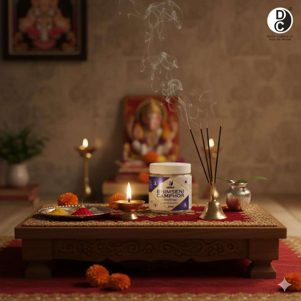 Dhoop Chaon & Co. 100% Natural Bhimseni Camphor 250gm | for Puja, Aromatherapy, Air Freshener, Natural Mosquito Repellent | 100% Organic & Pure 2