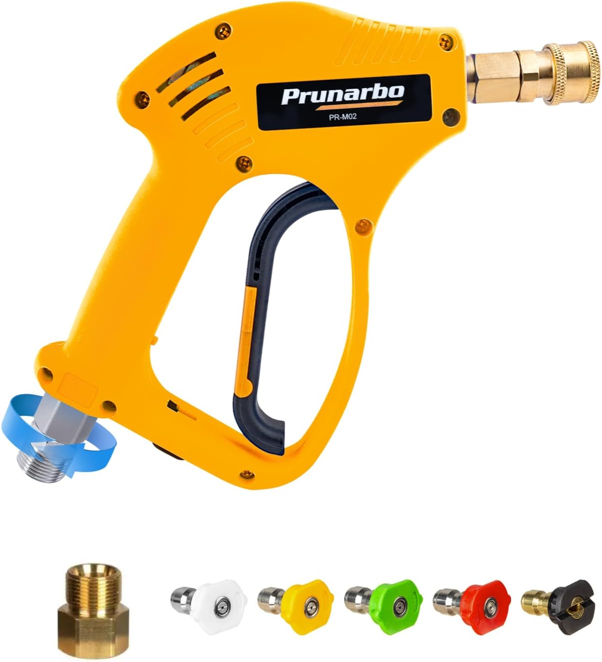 Short Pressure Washer Gun with 360° Swivel, Commercial 5650 PSI / 8 GPM with 5 Nozzle Tips M22 14MM & M22 15MM Connect Sturdy Design