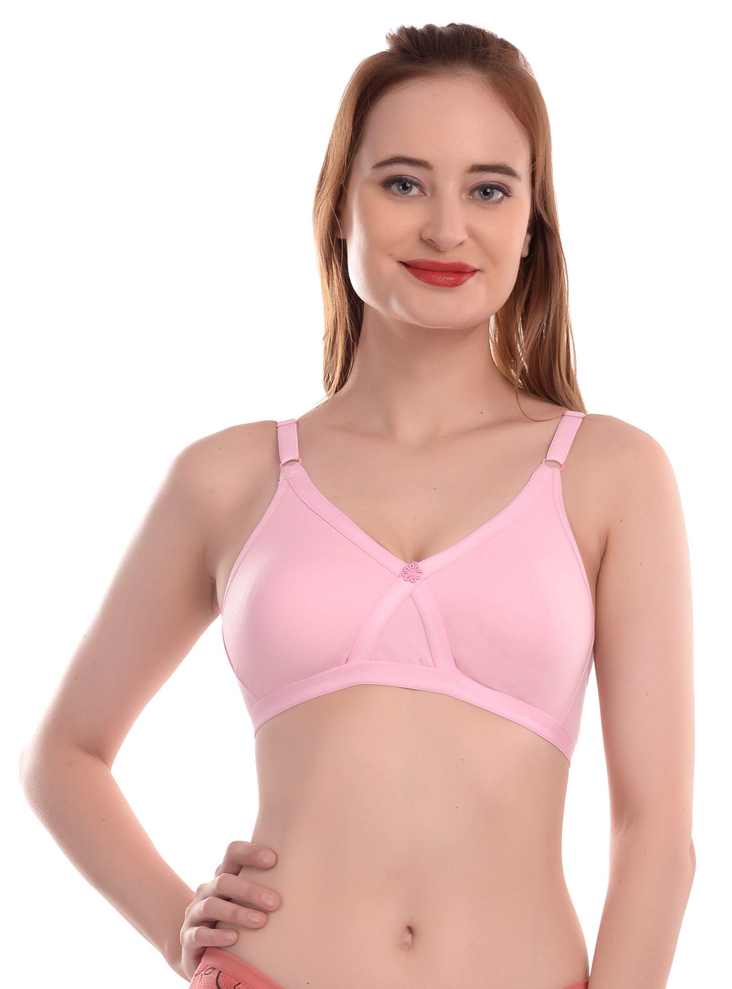 ElinaWomen's Non-Padded Full Coverage Cotton Hosiery Solid Bra