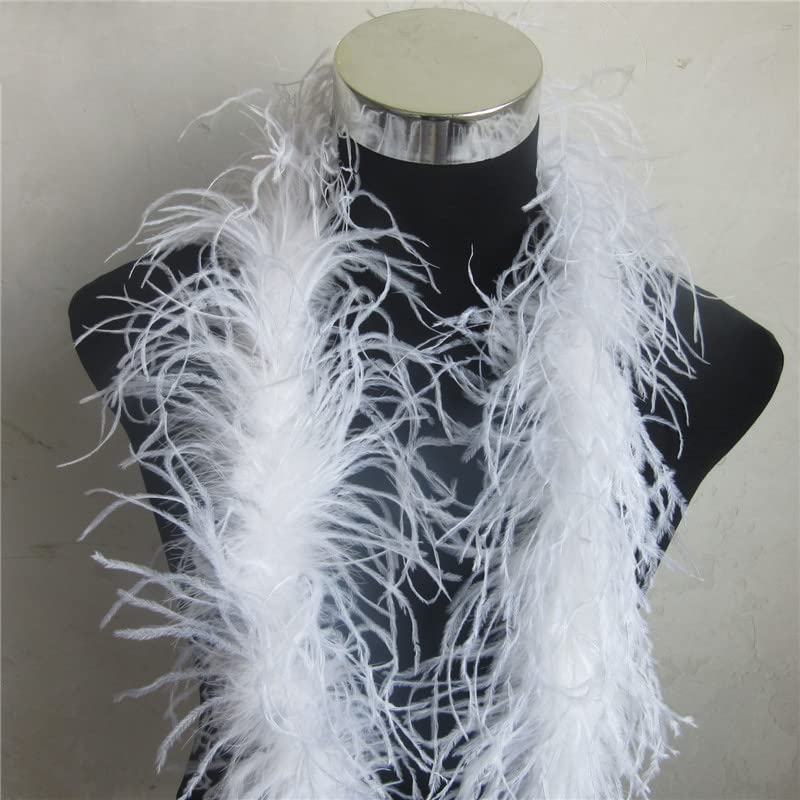 Falda de Boa de Plumas de Avestruz esponjosa de 20 Metros Disfraces Recorte para Traje de Fiesta Pluma de Avestruz Verde Manzana en Decoraciones de Boda-Negro,2 Metros