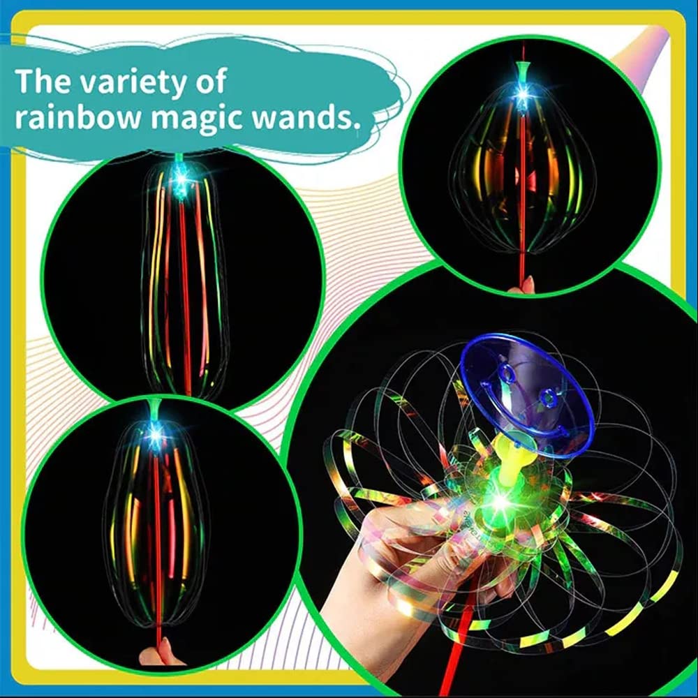 4 Bâtons Tourbillons Arc-en-ciel - Jouets Lumineux Pour Enfants, Fêtes, Intérieur/extérieur
