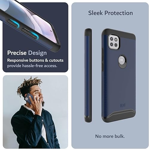 Miniatura 4 de TUDIA DualShield - Funda para teléfono Motorola One 5G ACE 2021, Fusionar a prueba de golpes, grado militar, doble capa, resistente, delgada,