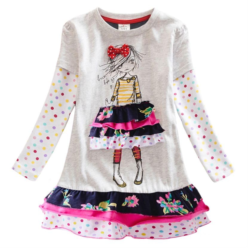 Image of VIKITA 2017 Girls Embroidery Cotton Long Sleeve Flower Dresses LH5460 for 1-8 Years ?-
