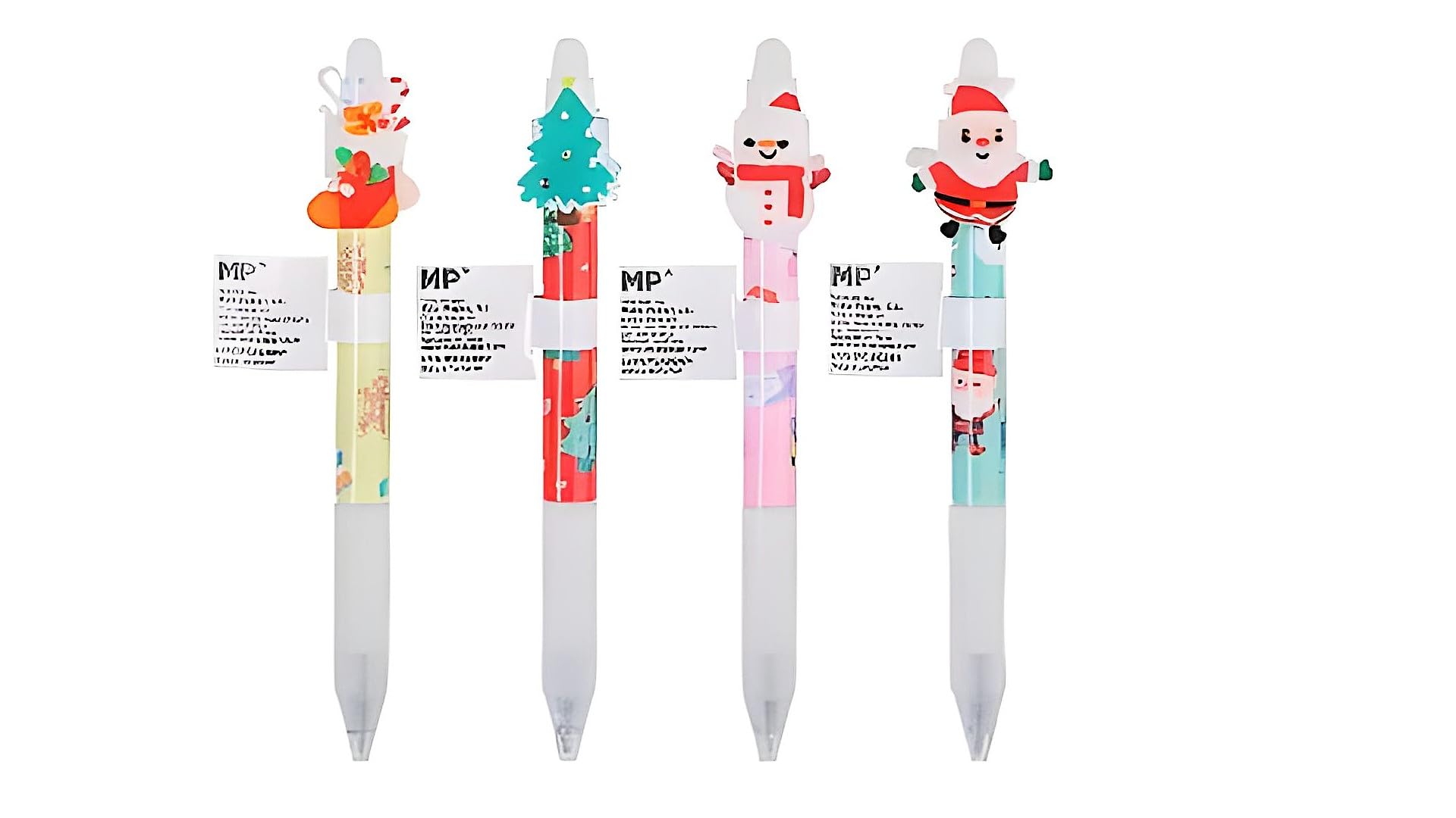 Bricoloco - Collection complète de 4 stylos effaçables fantaisie - Édition spéciale Christmas - Pointe 0,5 mm - Écriture fine - Lot de 4 stylos effaçables - Lot de 6