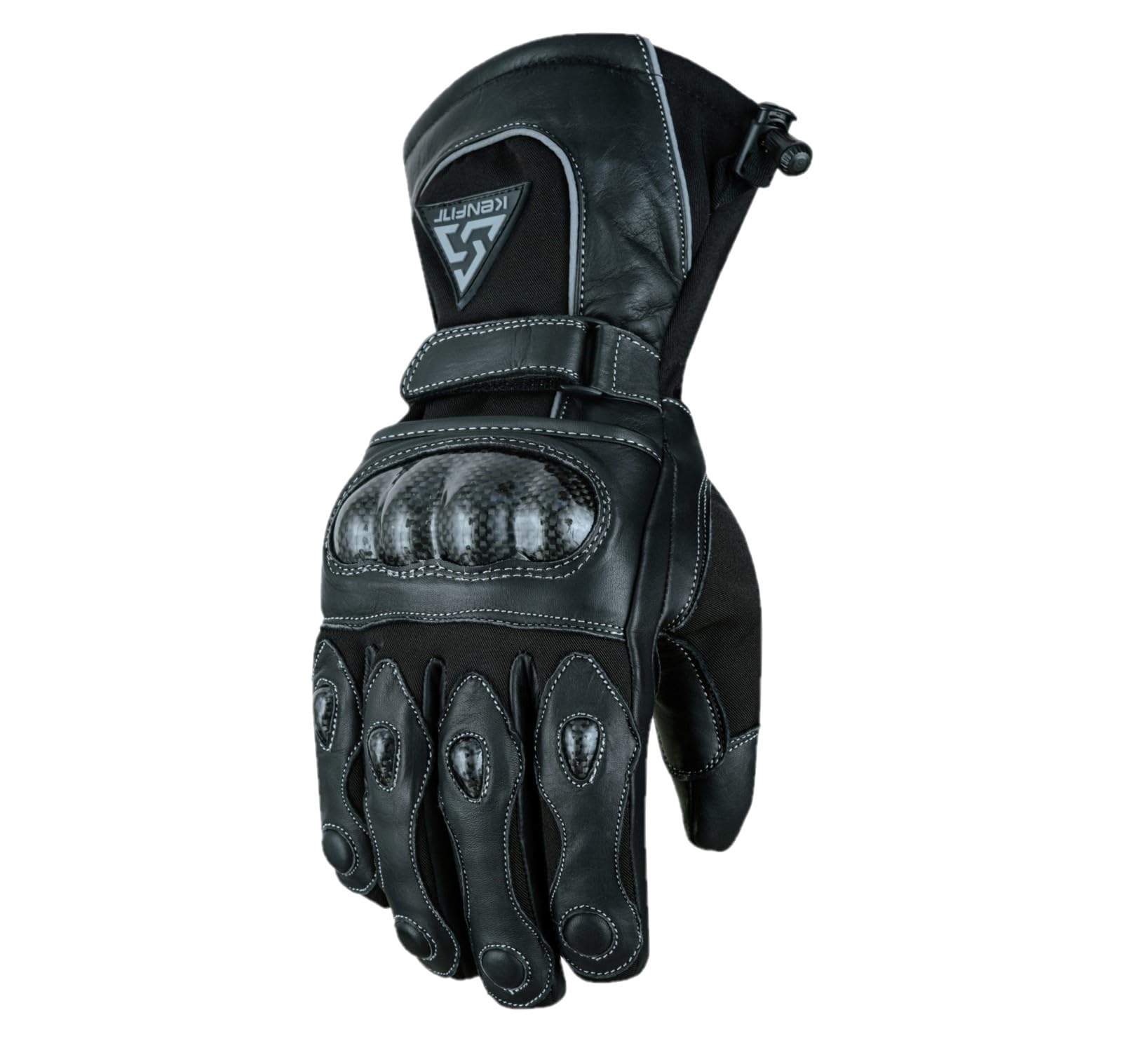 Motorcycle Gloves Genuine Leather Winter Riding Gloves Carbon Knuckle Protection, Waterproof Insulated Motorbike Scooter E-Bike Gloves for Men Women - 2