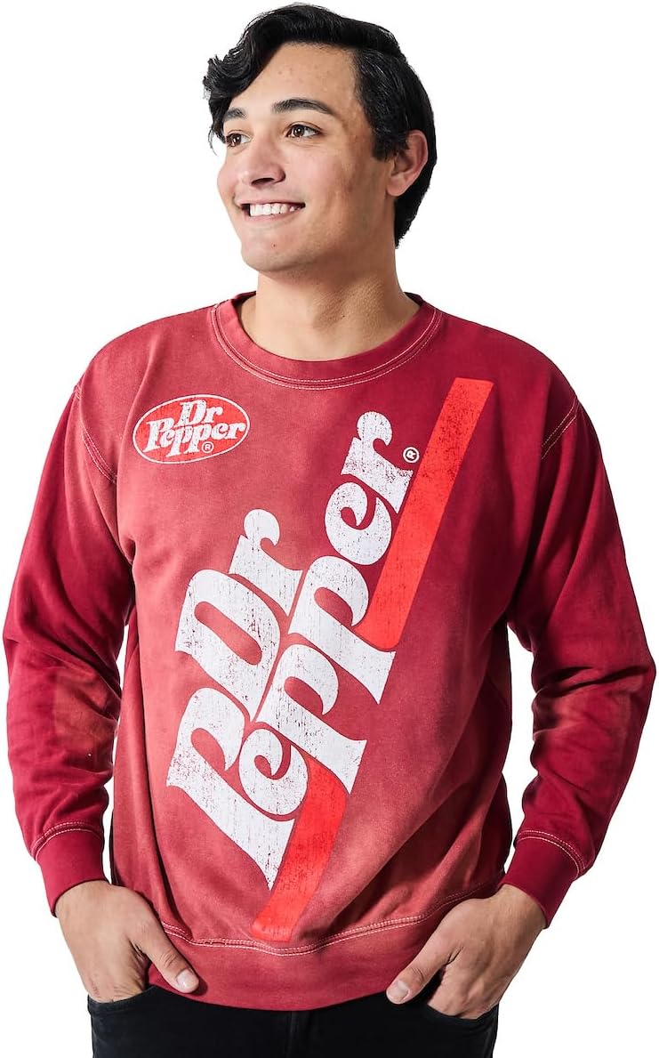 Bioworld Dr. Pepper Sweatshirt Soda Logo Double-Sided Men's Long-Sleeve Pullover Sweater