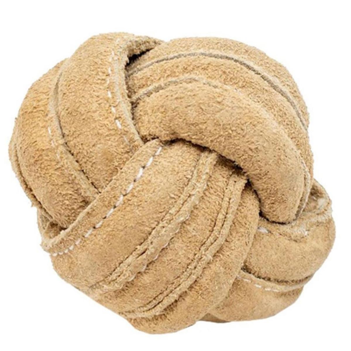 HuggleHounds Huggle-Hide Knotted Bone - Leather Dog Toys for Aggressive Chewers, Interactive for Small or Large Breeds, Tough & Durable - Knotted Leather Ball, Large