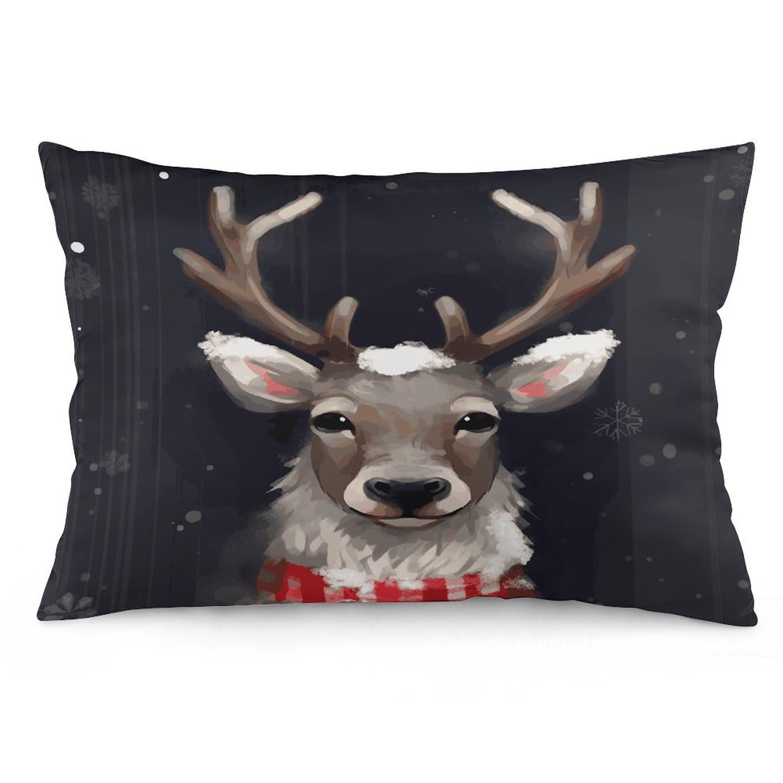 Reindeer Throw Pillow Covers with Silent Zipper Polyester Pillow Protectors Removable Pillow Cases Soft Pillowcase Cozy Pillow Sham Cushion Cover for Sofa Car Bed 12 "x20