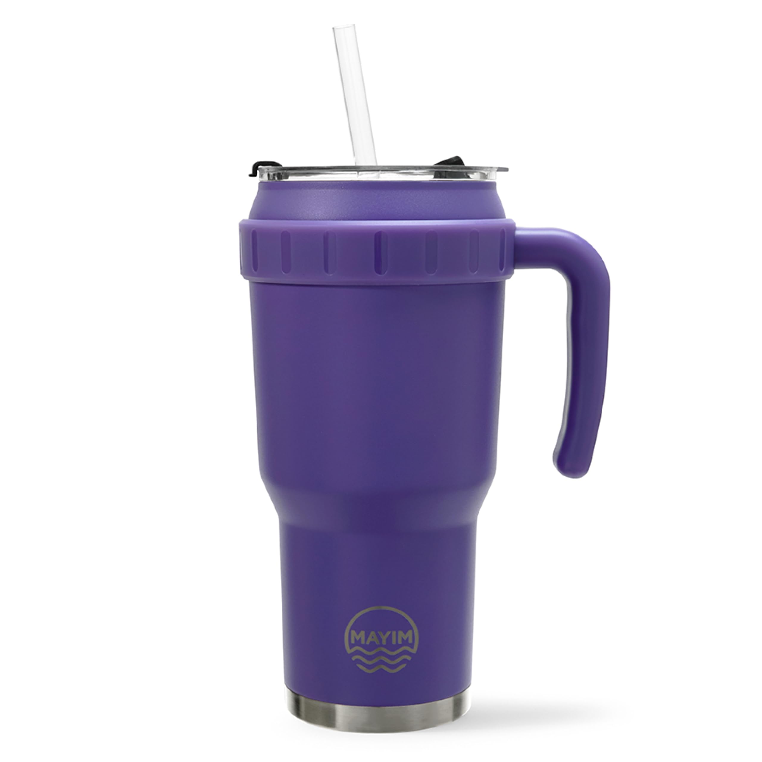 Mayim 40oz Tumbler with Handle, Travel Coffee Mug or Insulated Water Bottle with Straw and Lid, Leak Proof Stainless Steel Double Wall Thermos for Home, Office or Car - Violet