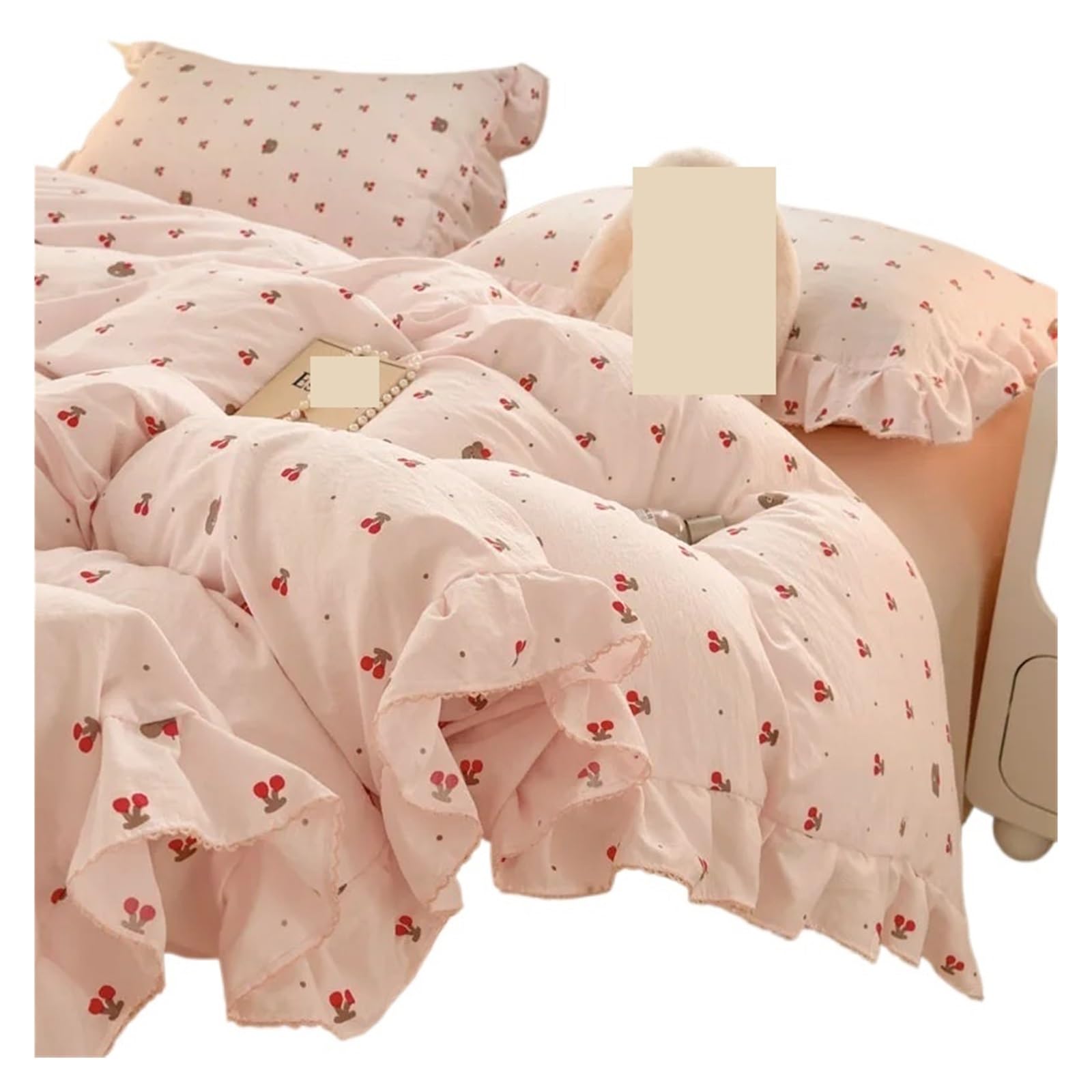 GCYEIDMA Ruffle Duvet Cover Bedding Sets Ruffle Lace Bow Quilt Cover Bedclothes Decor Woman Bedroom Duvet 4pcs(Color 4,200x230cm 4pcs)