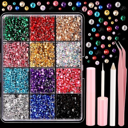 YGDZ Face Rhinestones Kit Face Eye Gems for Makeup Face Jewels Set with Face Makeup Glue Nail Gems Rhinestones for Body Hair Nail Art Halloween Makeup for Women