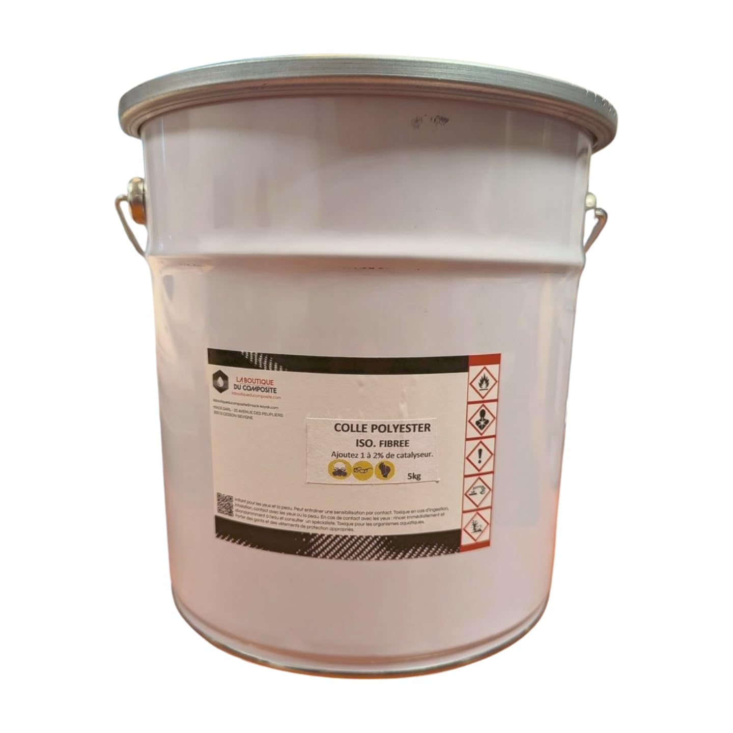 Colle Polyester fibrée 'Choucroute' milieux humides - Idéale pour Bateaux, Piscines et Plus - Haute Résistance (5, Kilogrammes)