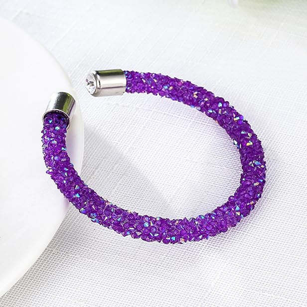 COLORFUL BLING Adjustable Glitter Rhinestone Bangle Sparkly Crystal Wedding Bridal Statement Bracelet Jewelry for Women3