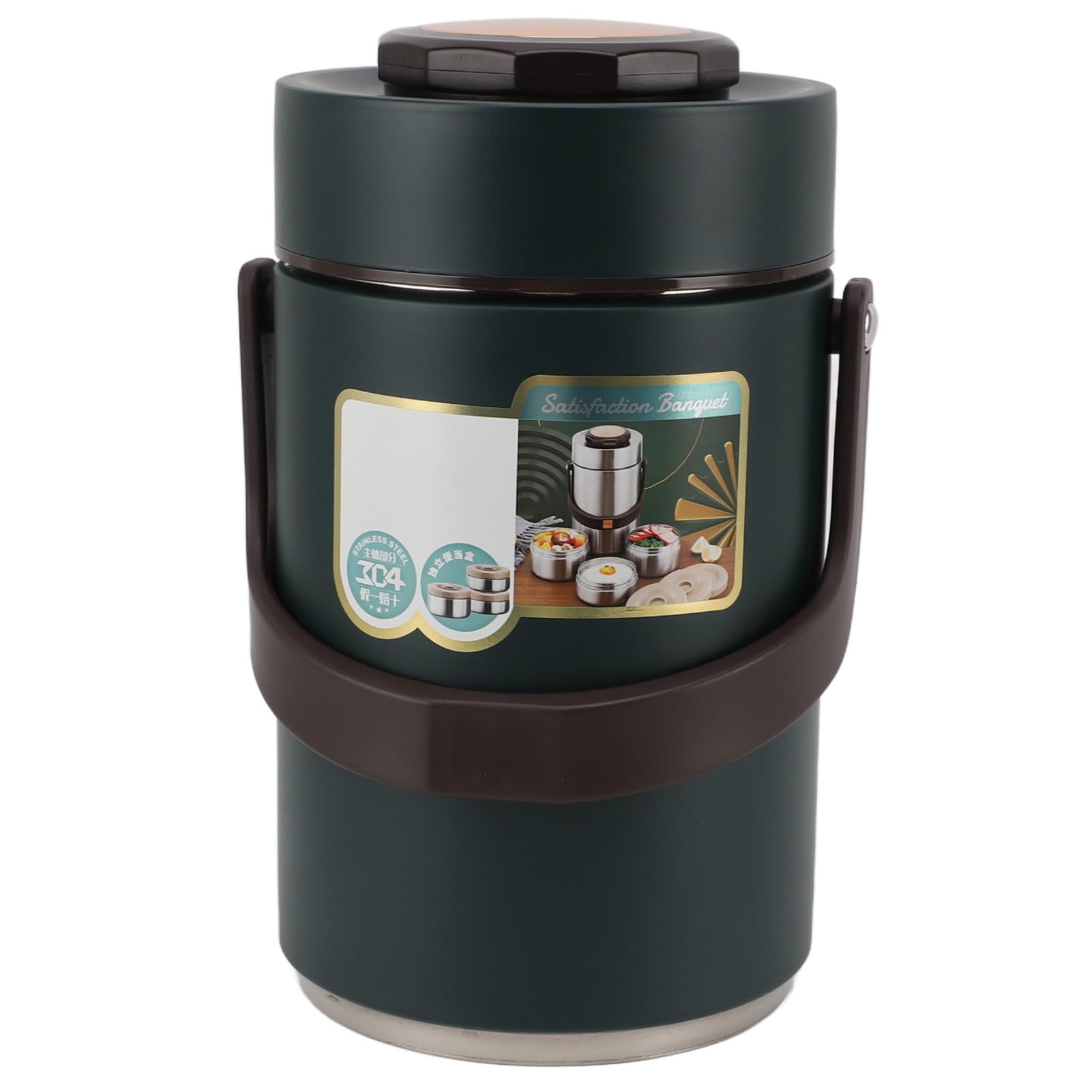 Isolierter Lebensmittelbehälter aus Edelstahl, Großes Fassungsvermögen, Tragbarer, Isolierter Lunchbehälter aus Edelstahl für Erwachsene Studenten (2300 ml)