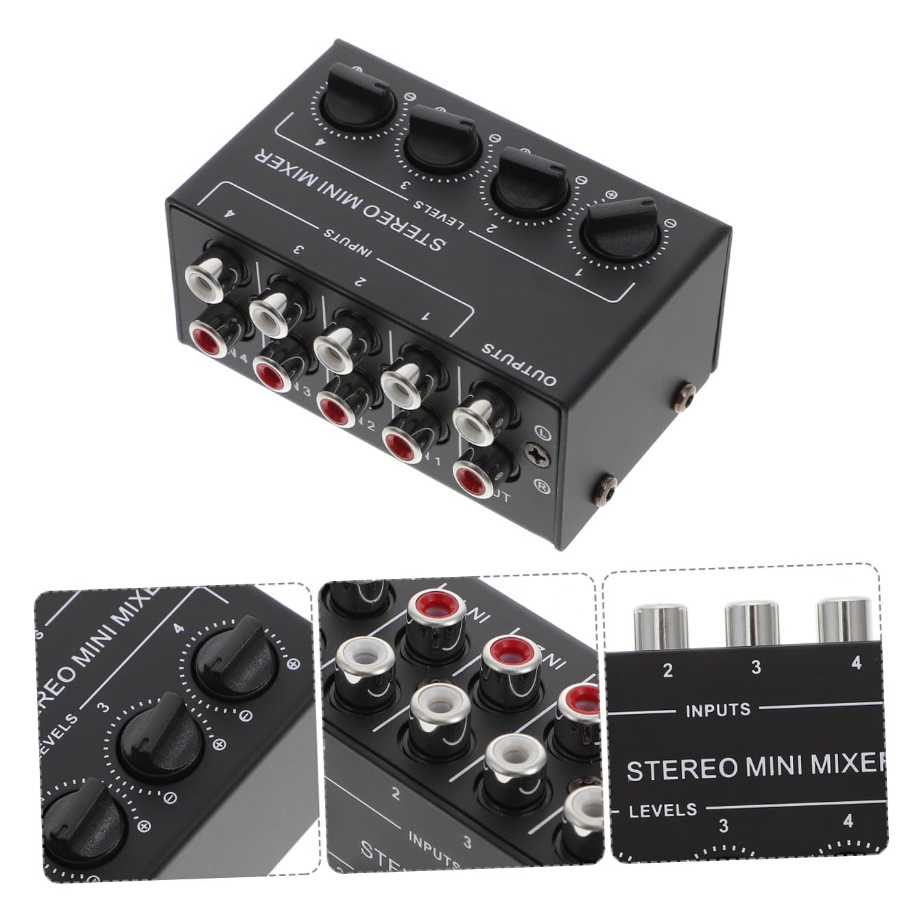 Mélangeur Audio Stéréo Cx400 à 4 Canaux Passif Noir | Mixage Ultra Faible Bruit, pour Lecteurs CD et Enregistreurs Portables, Usage Professionnel