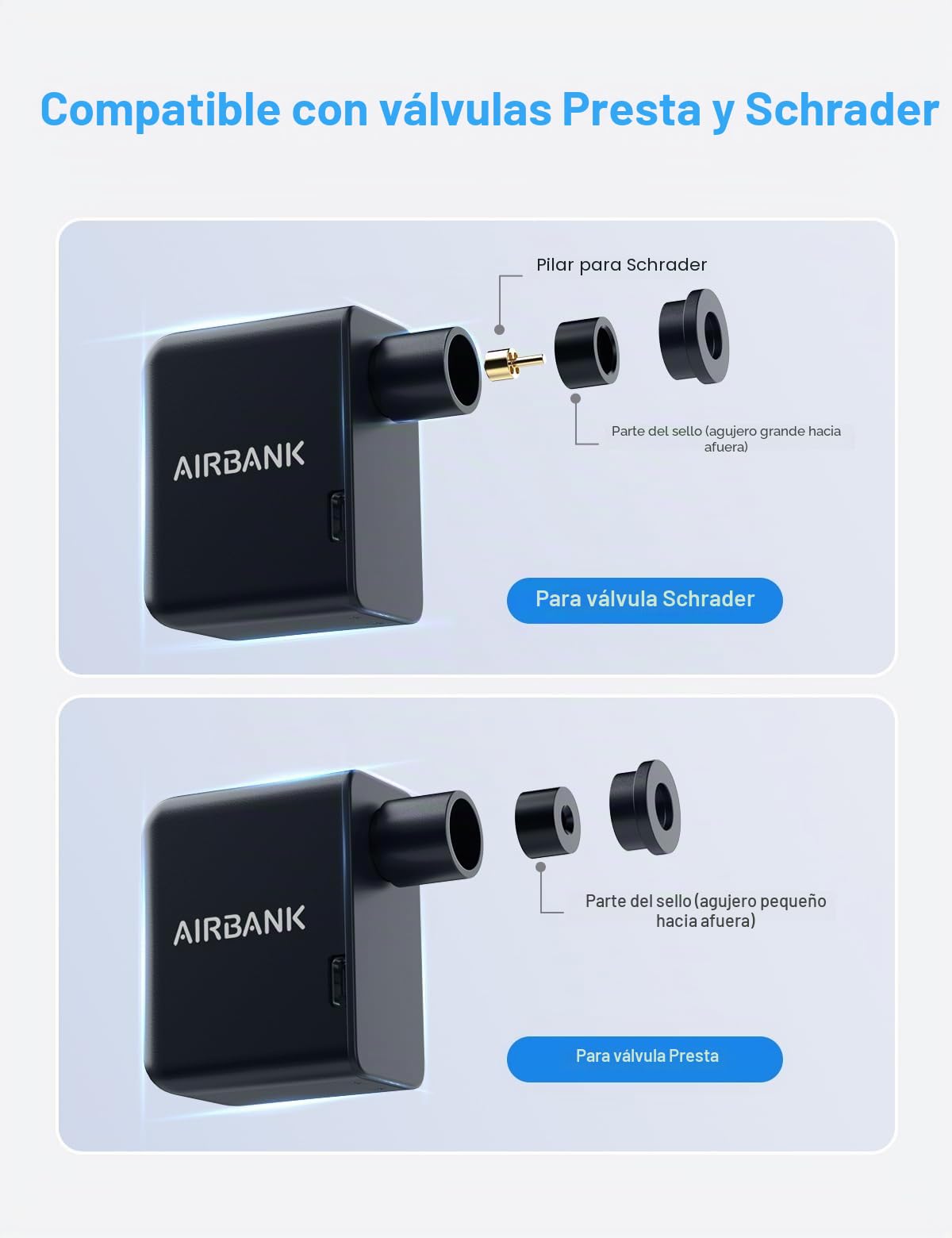 AIRBANK Bomba de Aire de Pocket para Bicicleta, Bomba eléctrica de Bicicleta, Mini compresor de batería, 97 Gramos, 100 PSI, pequeña Bomba de Bicicleta, para Todas Las Bicicletas