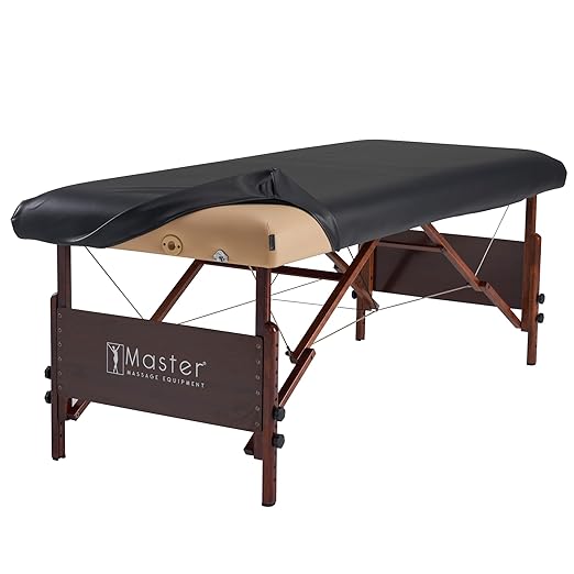 Master Massage Rectangular Universal Fabric Fitted PU Vinyl Leather Ultra-Durable Massage Table Protection Cover-Replacement Cover Protector Black