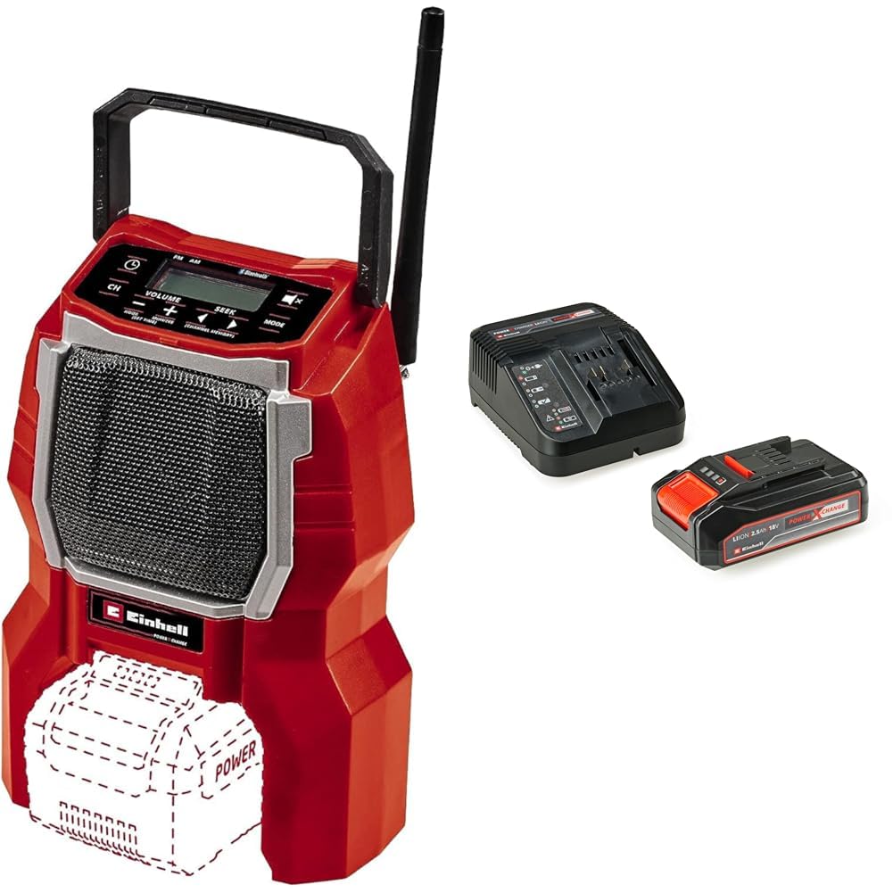 Einhell TC-RA 18 Li BT - Solo, Akülü Radyo ve Einhell 18V 2,5 Ah PXC Starter Kit (Başlangıç Seti)