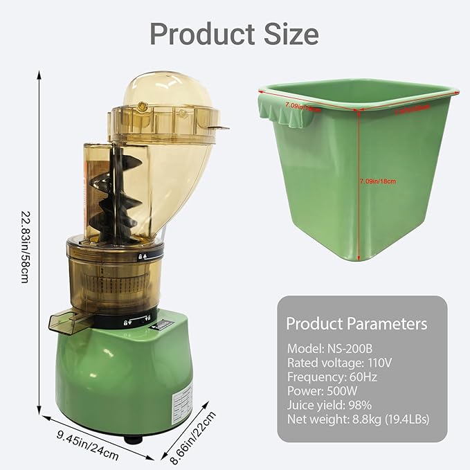 Extractor de Jugos Comercial con Control Reversa y Alta Producción 110V 500W miniatura 2