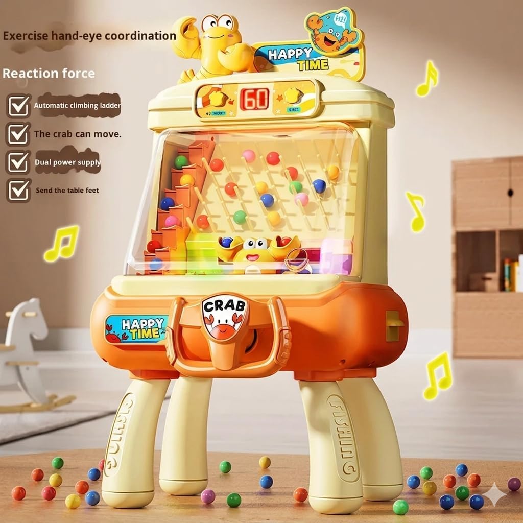 TOYRO Play Ball Drop Arcade | Steering Wheel Control with Lights & Sounds | Countdown Timer | Early Development Activity Toy for Boys and Girls Ages 3–8 | Orange