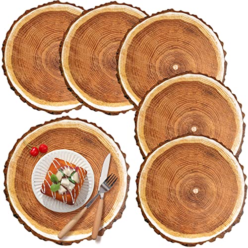 Eaasty Disposable Slice Paper Place Mats Vintage Round Rustic Slices Place Mat For Fall Dinner Country Farmhouse Table Setting Wedding Party Table Decor cover