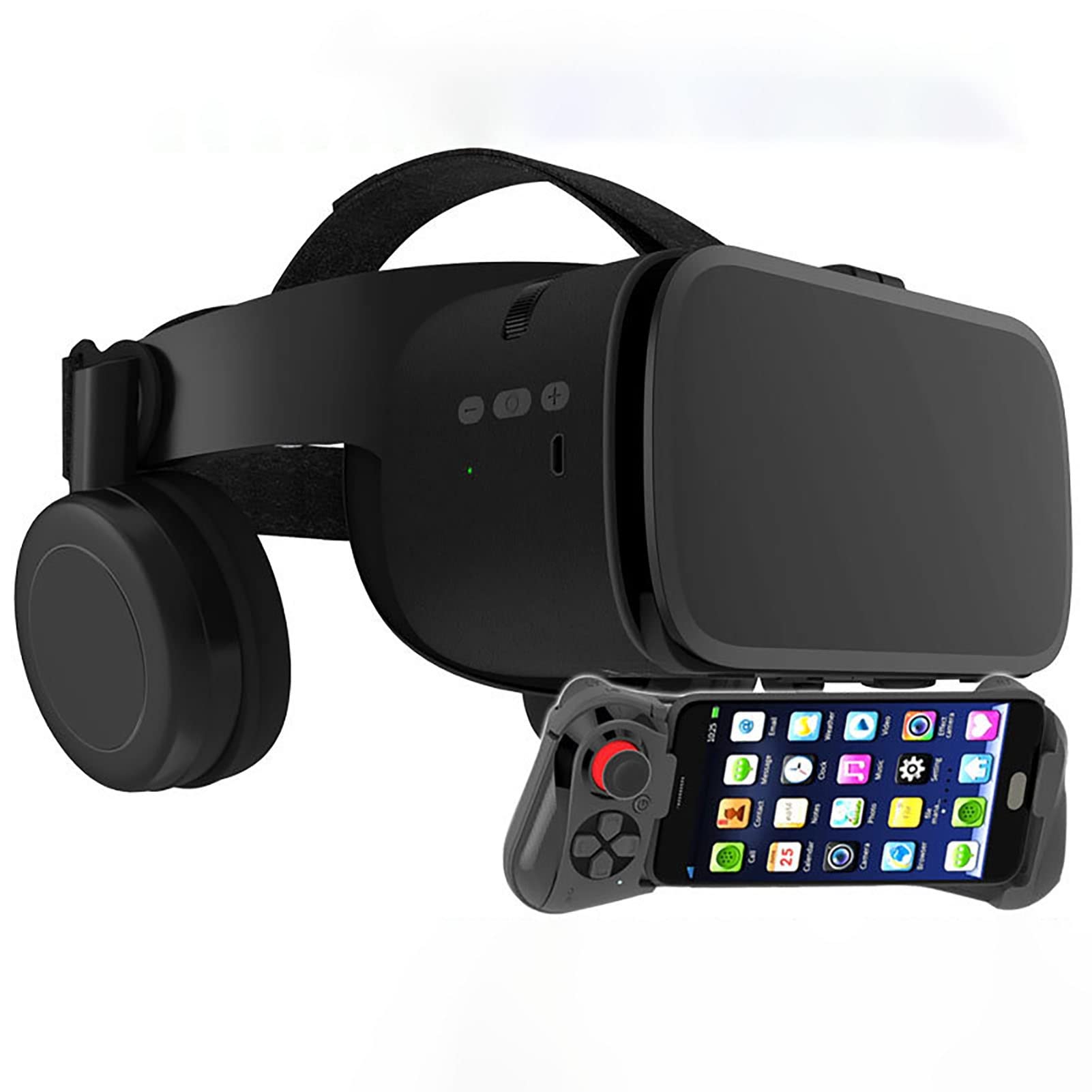 Okulary VR Gogle W/pilot, okulary VR do filmów 3D gry wideo, VR Realidad Virtuales system gier VR zestaw słuchawkowy do iPhone'a Apple Android PC Phone (kolor: czarny, rozmiar: 058)