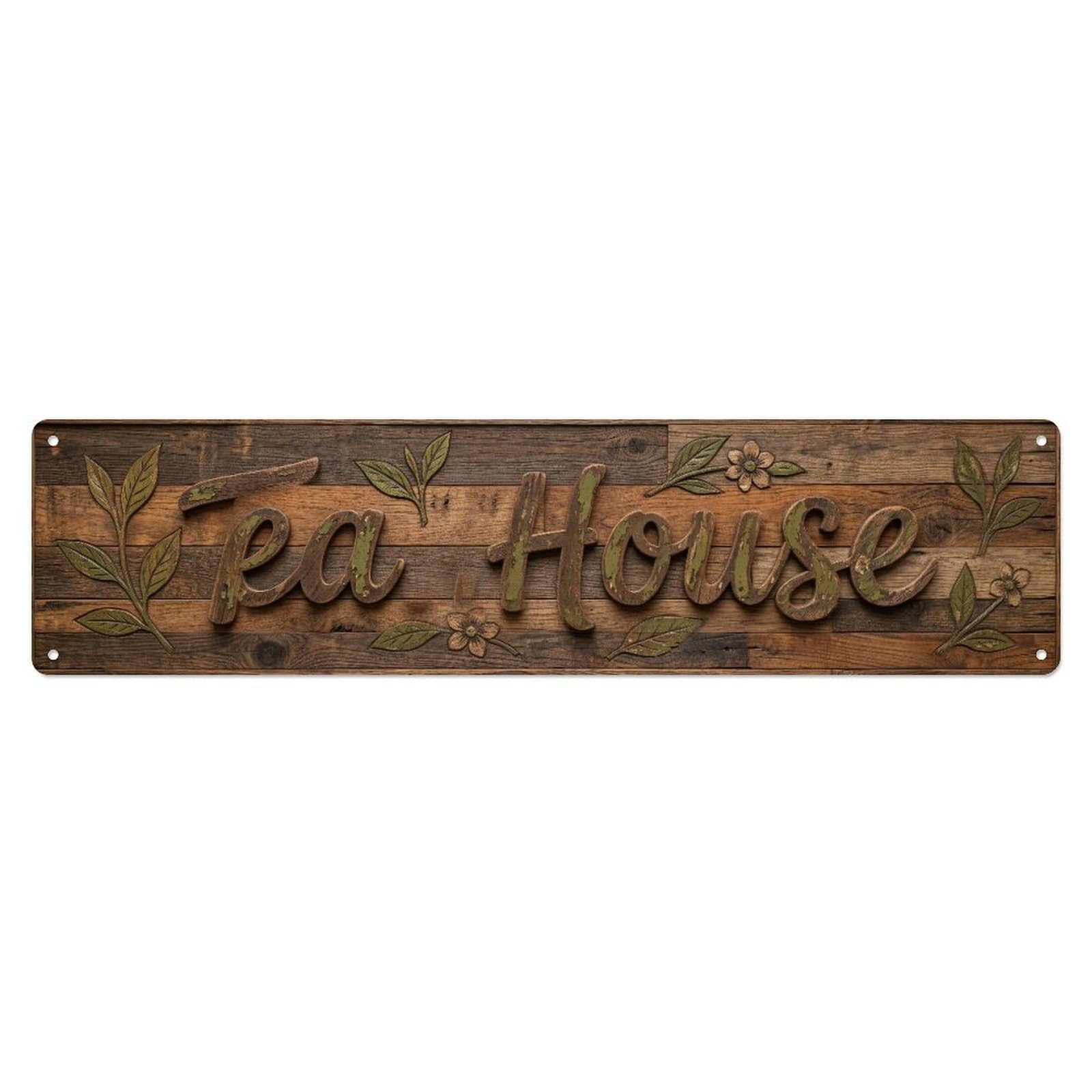 Tea House Rustic Home Metal Tin Skinny Sign Plaque Wall Decor for Cafe, Club Bar, Office, Home Garden Metal Poster 4x16Inch