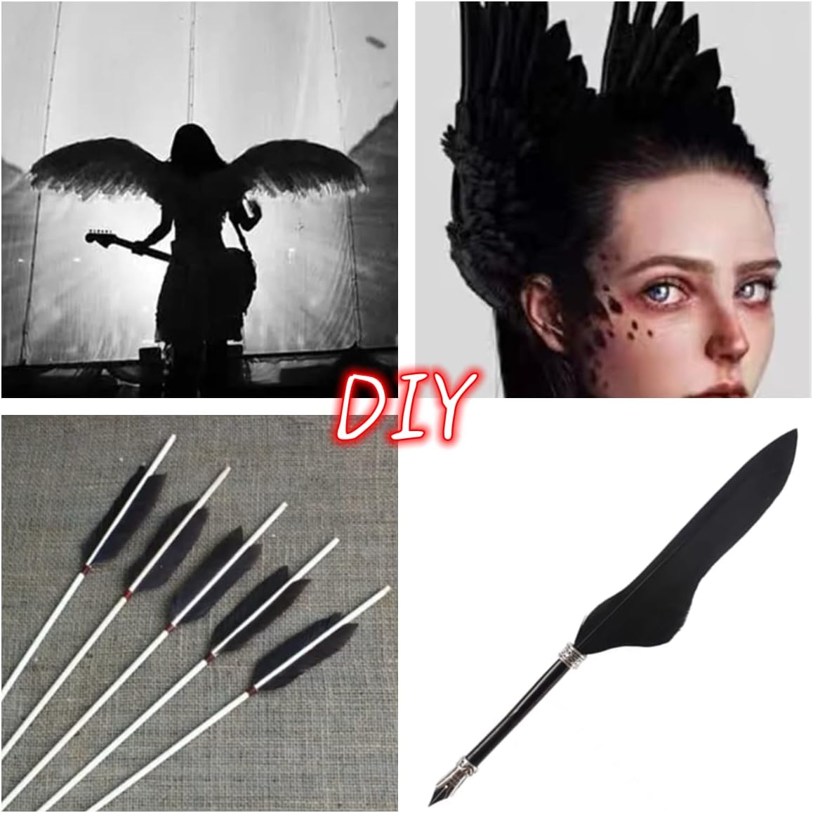 50pcs Black Feathers 10~12in Long,Beautiful Bulk Feather for Crafts（26-31CM）,Big Size Bilateral Natural Goose Feather,for Wedding Dress and Party Decoration,DIY Fabricating Handicraft Article(Black)