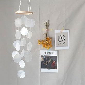 ZOYIEP Wind Chime Boho Decorative Shell Dream Catcher Garlands 43 cm Length White Wind Chime Pendant Retro Capiz Shells Wind Chimes (White)