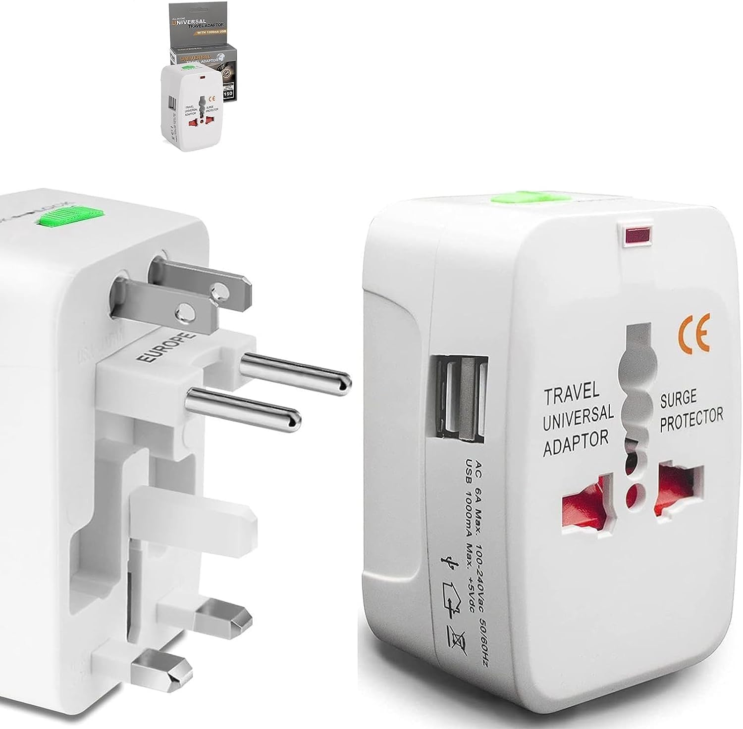 GADGETSWEAR Travel Accessories Universal Charger Adapter Multi Plug All in One Type C International 3 Pin Socket Multiplug Sockets Essentials Three Multiple Travelling, 110-250 Voltage, White Color-image-19