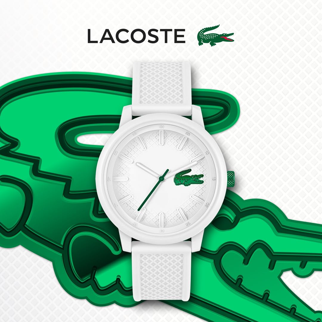 Lacoste Orologio con Movimento al Quarzo a Tre Lancette da Uomo Collezione LACOSTE.12.12 HERO con Cinturino in Silicone Bianco o Verde
