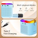 pTron Newly Launched Fusion Tunes 10W Mini Bluetooth Speaker with Wireless Karaoke Mic, 8Hrs Playtime, Vivid RGB Lights, Voice Effects, Multi-Play Modes BT5.1/TF Card & Type-C Charging Port (Blue) gallery image
